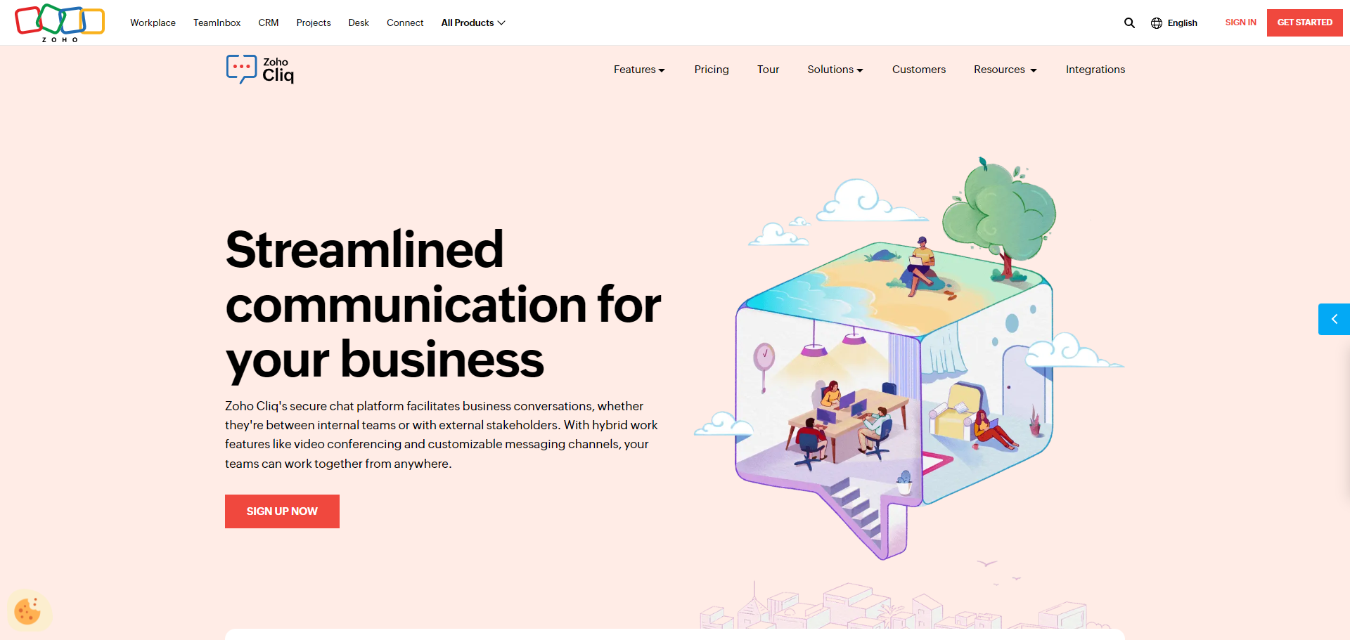 Team-Communication-Software-Business-Team-Chat-App-Zoho-Cliq_-www.zoho_.com_ | フレキシブルシナジーラボ by ovice 図版 Zoho Cliq